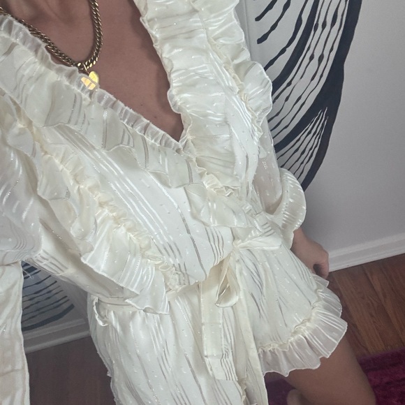 Fashion Nova Cream Ruffle Romper - Picture 2 of 3